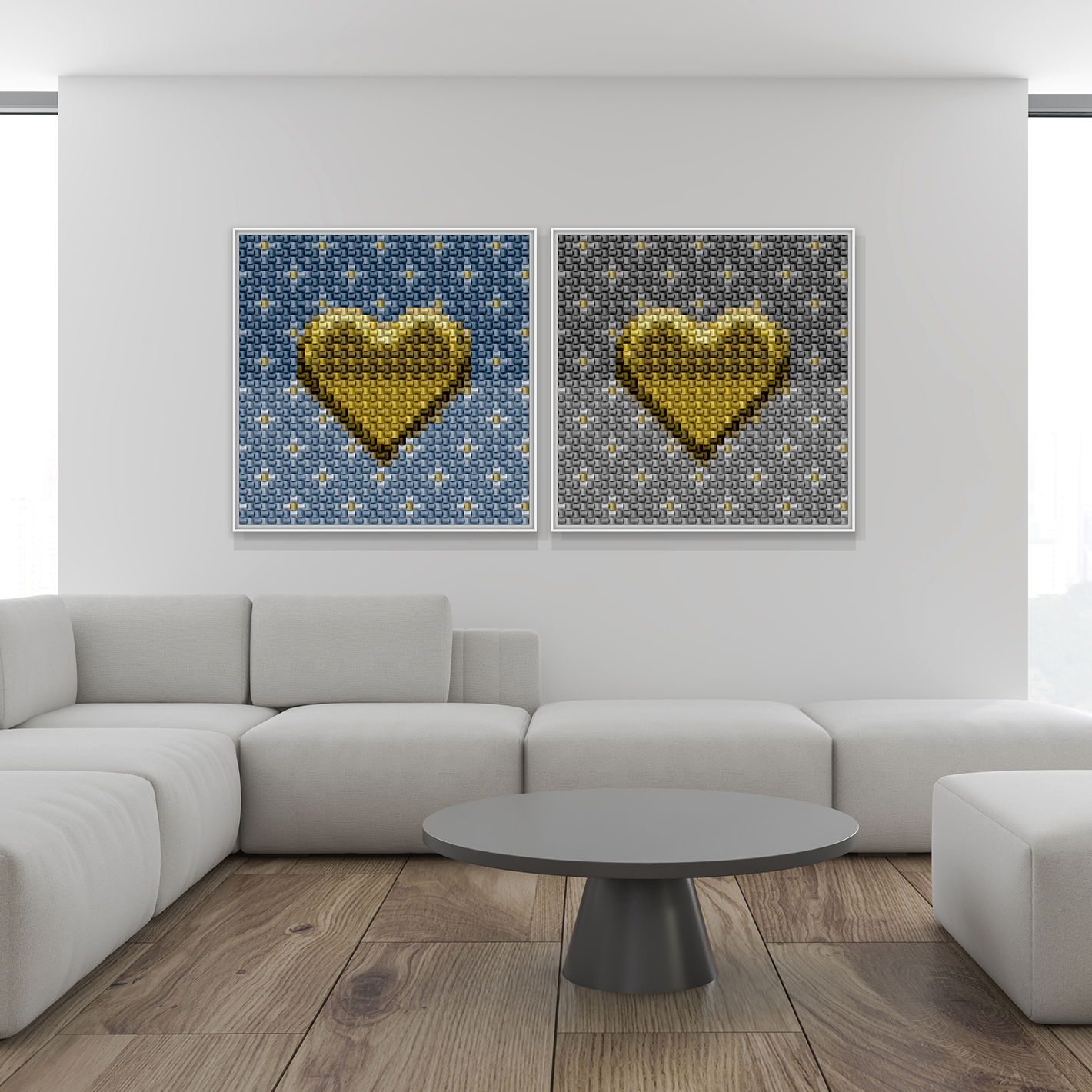 24K Heart Blue & Gray Fine Art Print (unframed)