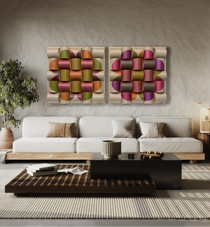 Clover Diptych Handcrafted Artwork