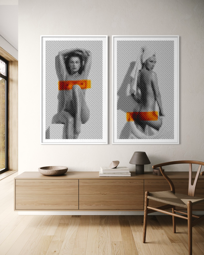 ReCensored Diptych - Bare Serenity & Glance Fine Art Print (unframed)