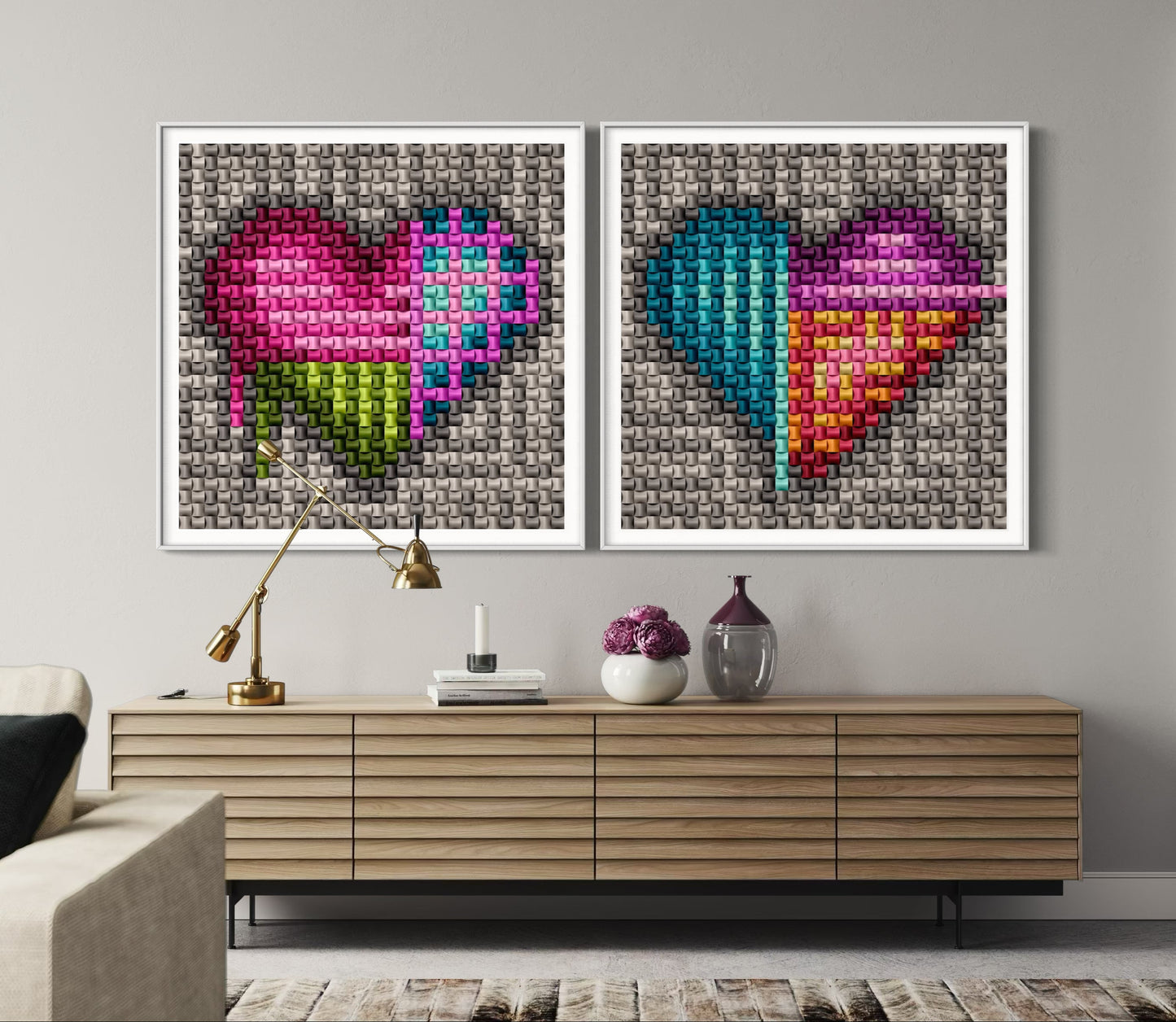 Pop Hearts Diptych Fine Art Print (unframed)